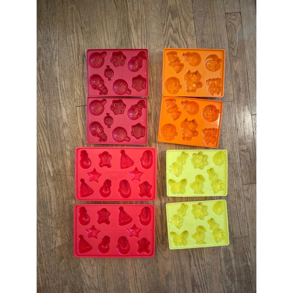 8pc Vintage Jell-O Jigglers Molds Halloween Christmas Easter Holiday Set Plastic